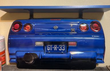 NISSAN Skyline GT-R-33 V Spec Floting Tin and Wood Shelf Display