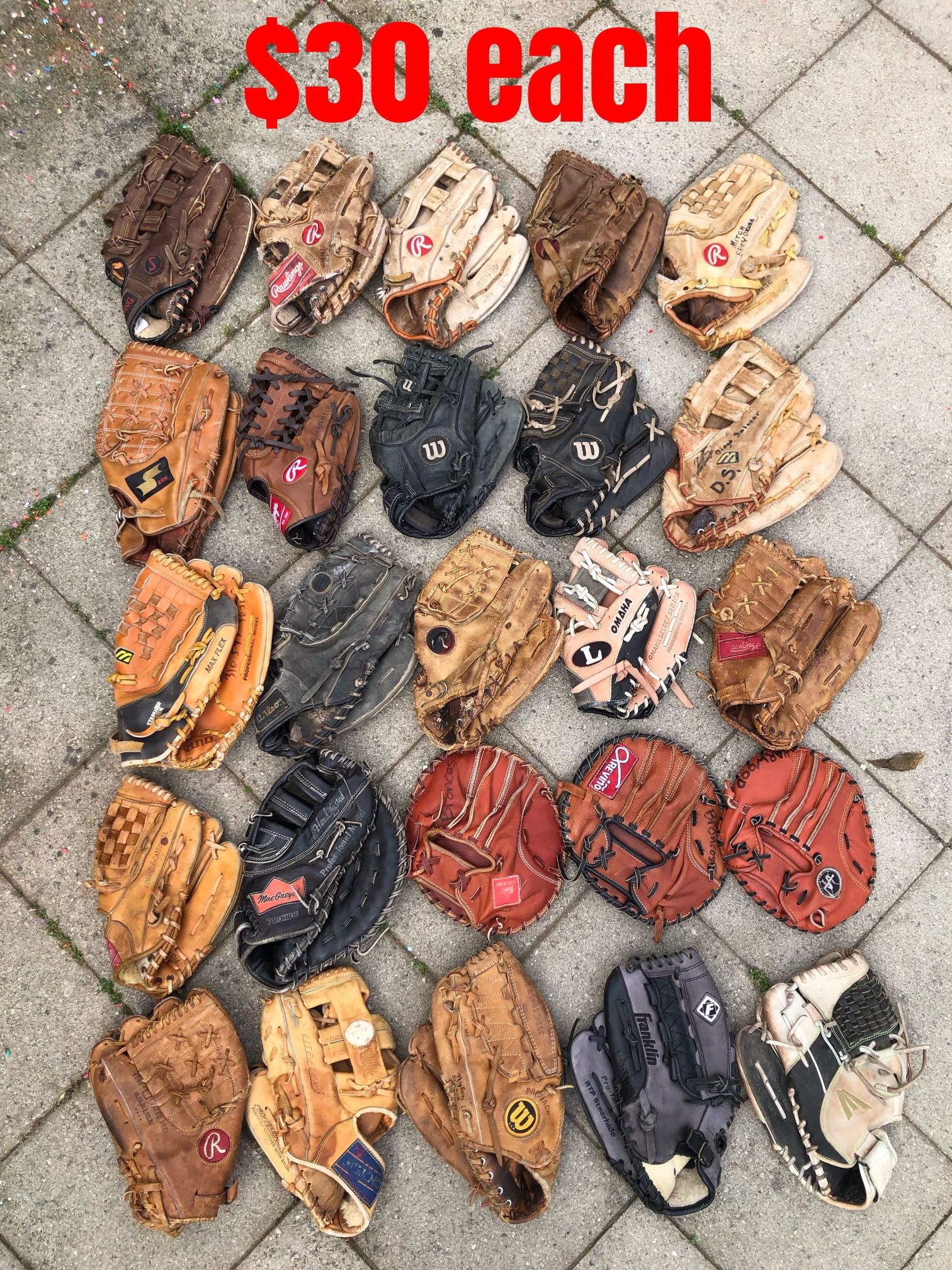 Baseball Gloves $30 Each Firm Have More Baseball And Softball Equipment Available