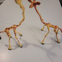 Vintage Pair Of Rubber Bendable Toy Giraffe Large