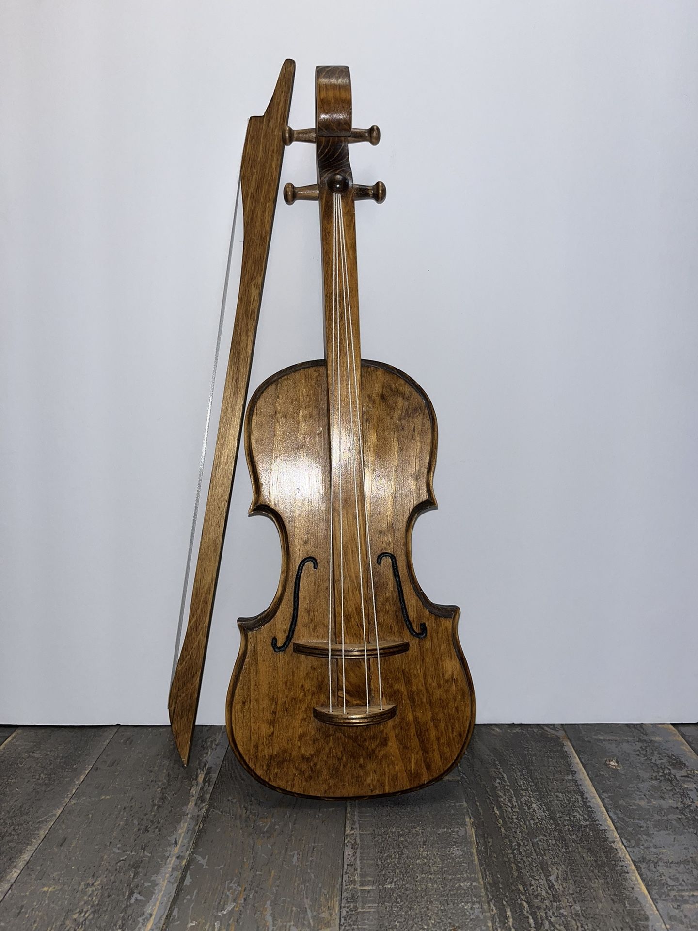 Vintage Wooden Violin Decoration