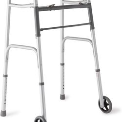 Lightweight Aluminum Walker with 5" Wheels, FSA/HSA Eligible, Easy Push-Button Mechanism