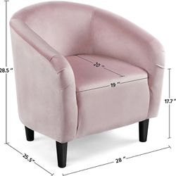 Barrel Chairs, Velvet Club Chair Modern and Cozy Barrel Chair with Sturdy Legs and Soft Padded Seat for Living Room/Bedroom/Waiting Room, Pink, 591714