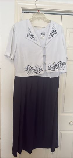 Two-Piece Dress Set with Embroidered Jacket