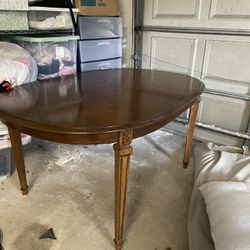 Wood Dining Table + 4 Chairs + Leaves