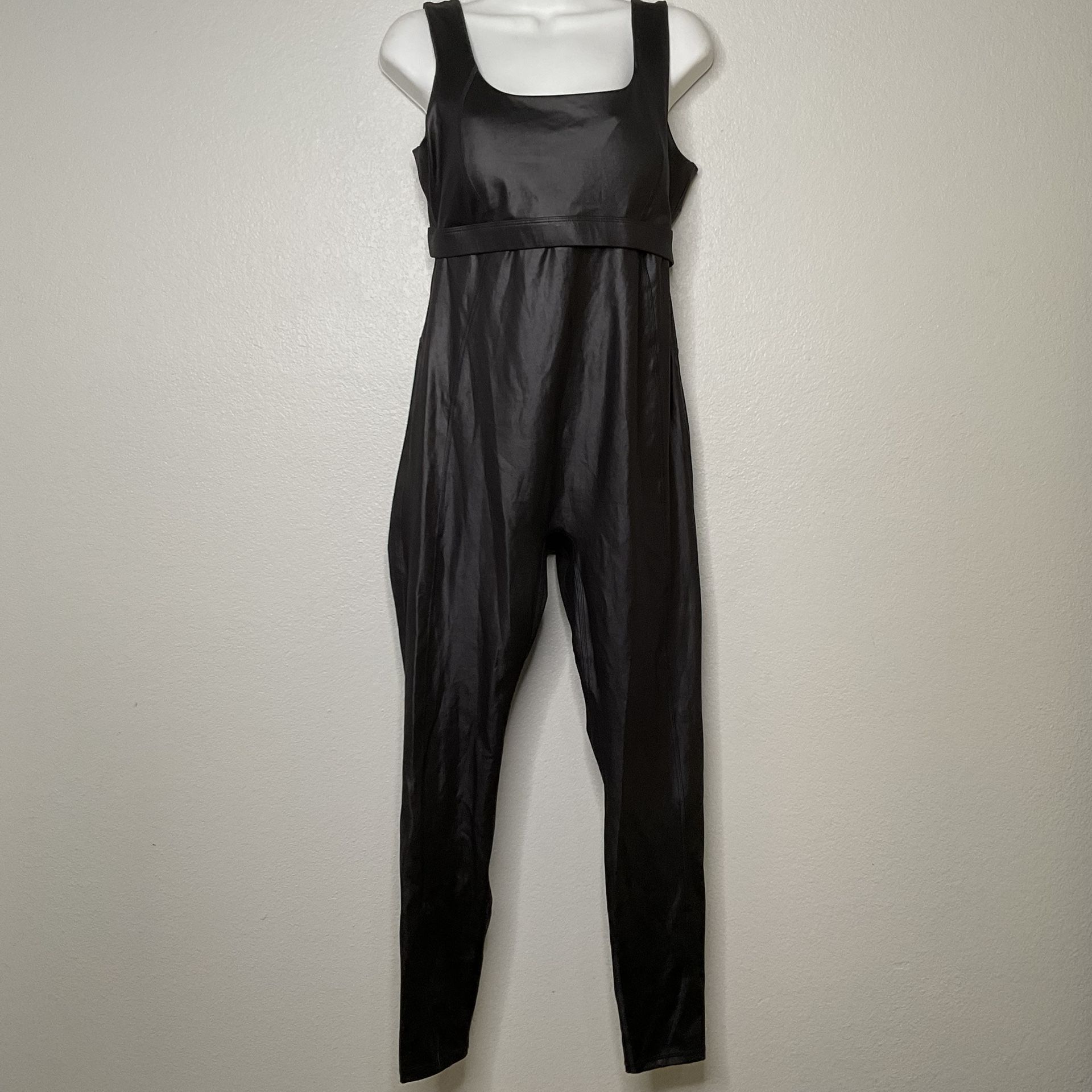 Fabletics Motion365+ Shine Jumpsuit Black Size L Faux Leather Catsuit