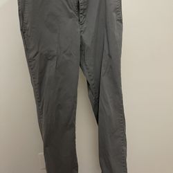 PERRY ELLIS Pants Mens 30×30 Chino & Khakis Flat Front Gray Tailored 29" Inseam