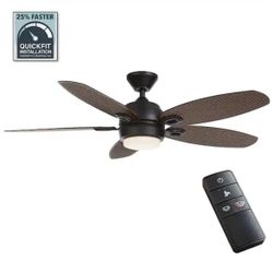 New Ceiling Fan Outdoor Matte Black 52 in. With Color Changing Integrated LED and Remote Control