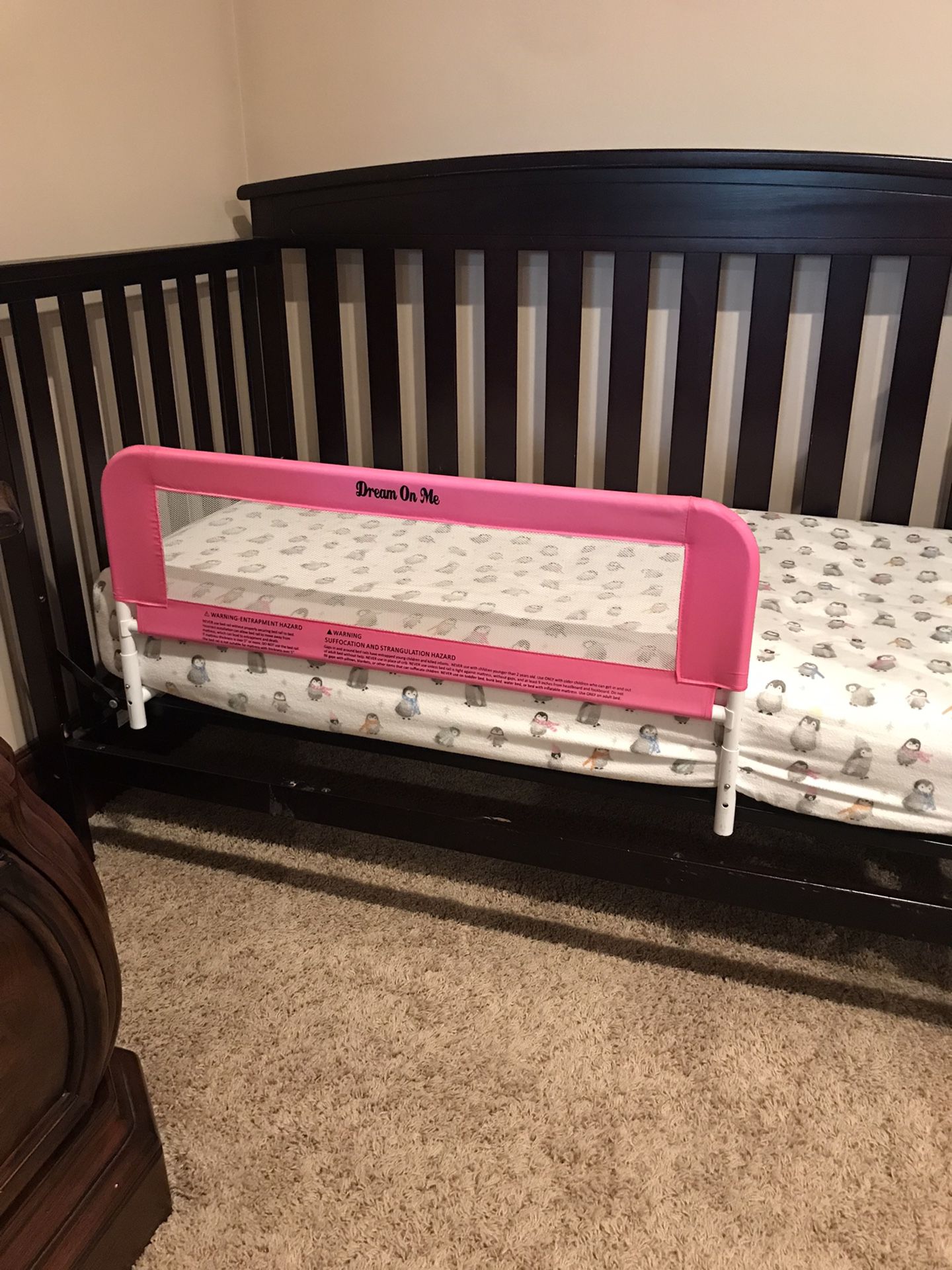 Dream On Me Pink Safety Rail For Kids Beds