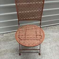 Vintage Iron Red Folding Bistro Chair 