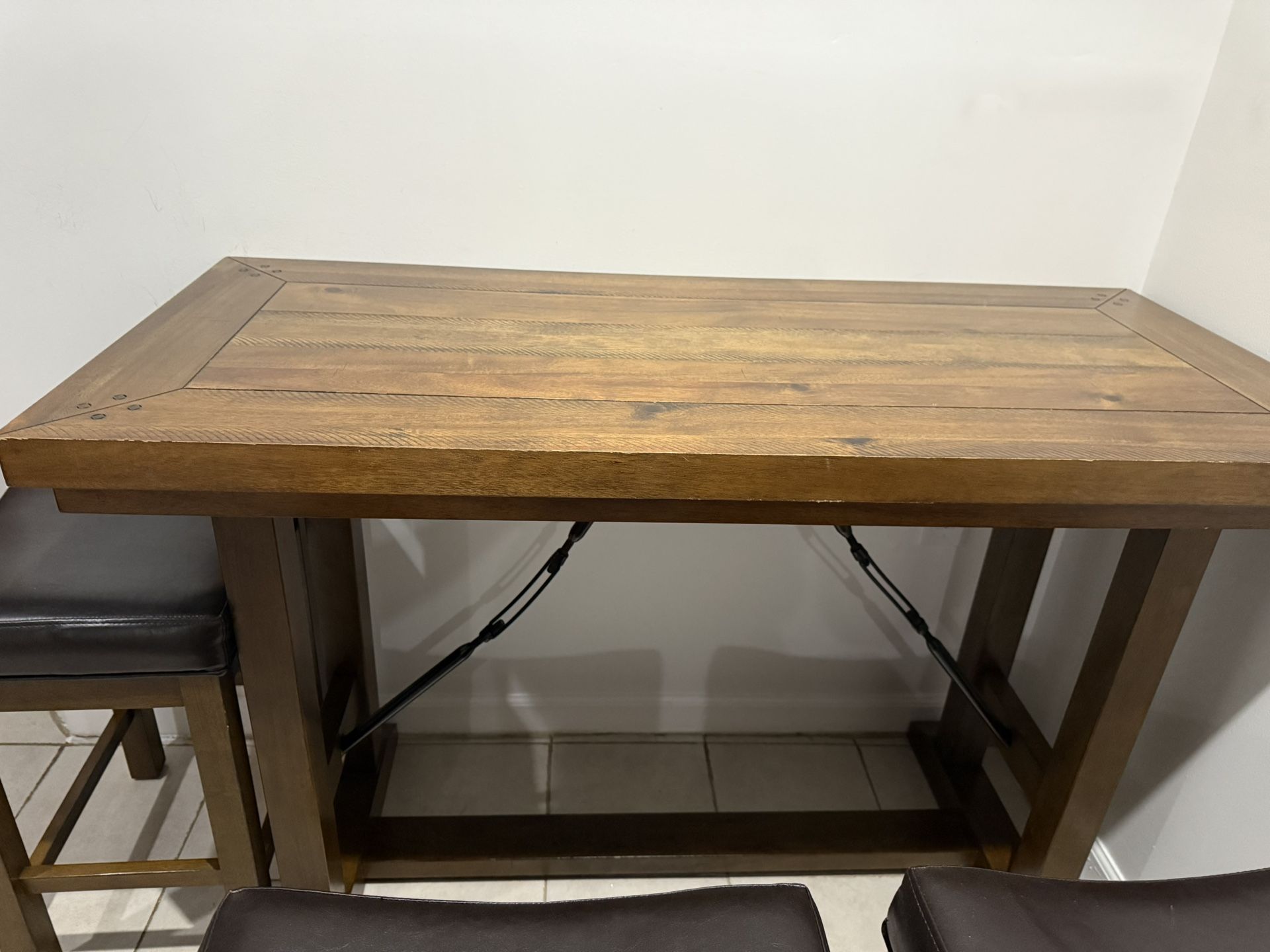 Rustic Pub-Height Dining Table with 3 Stools