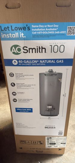 AO Smith 40 Gallon New Water Heater Rheem 40 Gallon Water Heater