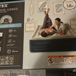 Intex Elevated 18" Premium Comfort Queen Air Mattress with Internal Pump