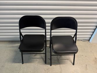 Title:Set of 2 Black Metal Folding Chairs – New