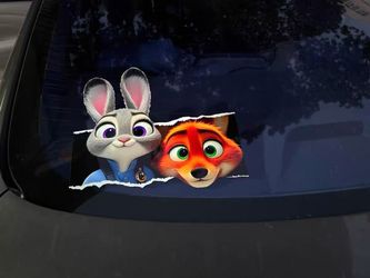 Cute Judy&Nick Peeker Peeking Window Car Decals Disney Zootopia Stickers