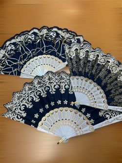 100 X. Handheld Spanish Fans – Foldable Fans for Women – Bulk for Parties, Weddings, Church, Dancing, Music Festivals, Carnivals, EDM Events Decoratio