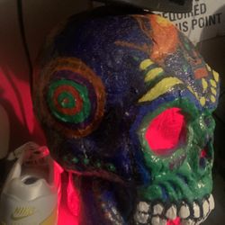 Hand Painted Skull With Red Light  Very Cool Get Alotvof Complements