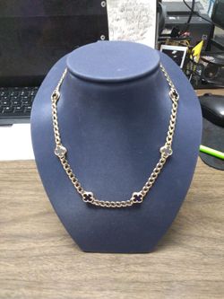 Gold Chain Necklace with black  Clover