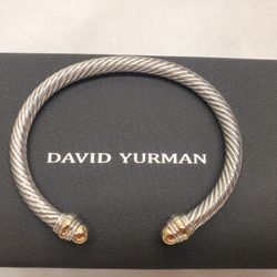 David Yurman Sterling Silver 5mm Cable Bracelet With Gold
