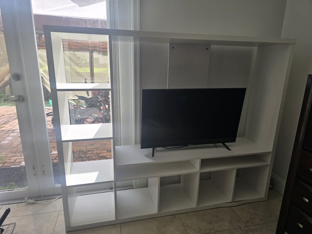 White Entertainment Center With Storage