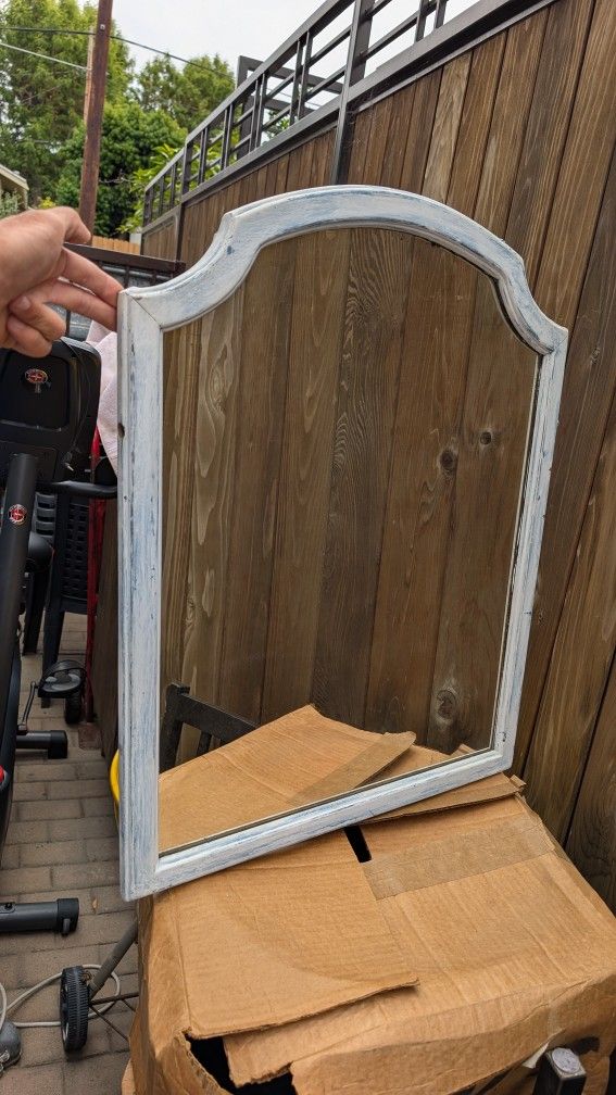 Antique Mirror Shabby Chic White Glass Vintage