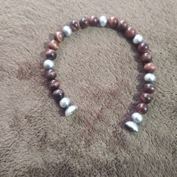 925 Sterling Silver Tiger Eye Bracelet Stamped 925 Milor Italy 