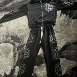 Mixed Emotion "Eclipse" Black Rhinestone Sweatsuit Set 