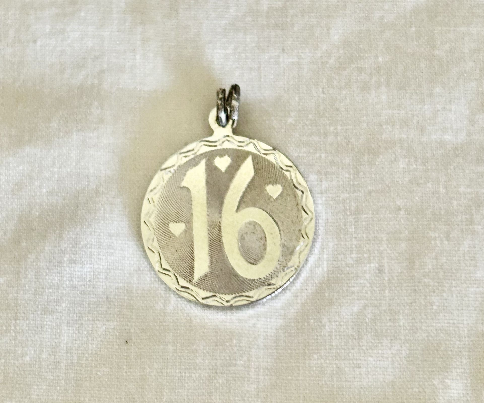 Sterling Number 16 Round Birthday Pendant