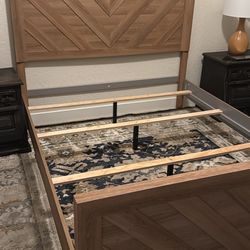 Queen bed Panel Frame- Light Wood 