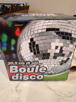 8” Disco Ball Hanging Silver 70s Party Decor Sparkle