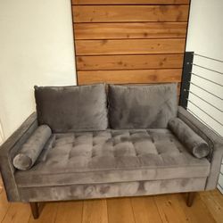 Soft Grey Velvet Loveseat