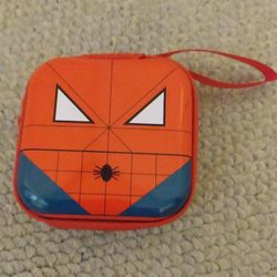BRAND NEW IN PACKAGE FULL ZIPPER SQUARE SPIDERMAN DOUBLE SIDED TIN EARBUD KEY COIN SD CARD PROTECTIVE STORAGE CASE 