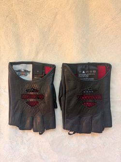 Harley-Davidson Black Leather Fingerless Gloves