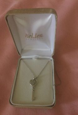 Sterling Silver Key to my heart necklace with small diamond