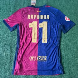 Vintage Nike 2024-25 Travis Scott Cactus Jack x FC Barcelona "Raphinha 11" Home Soccer Jersey