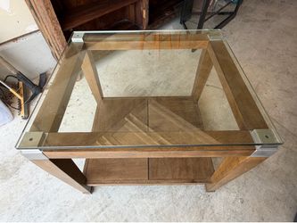 Glass-Top Wooden Table *Excellent Condition!*