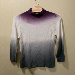 Women’s Size 3 (XL) Chico’s Ombré Mock Neck Purple White Gray Sweater