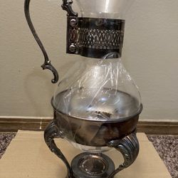 Vintage F B Rogers Silver Co. Model No. 1359E Coffee Tea Carafe w/Stand & Warmer