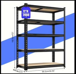 Storage Shelves 5 Tier Garage Shelving Heavy Duty, Adjustable Metal Shelving Unit, Garage Shelves 
