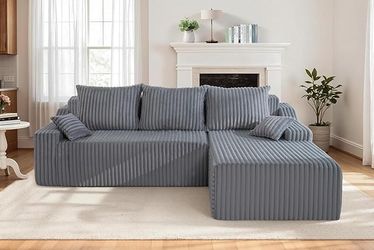 Homguava 94'' Cloud Sectional Couch, Modular L-Shape Couch with Chaise, Boneless Sofa with Deep