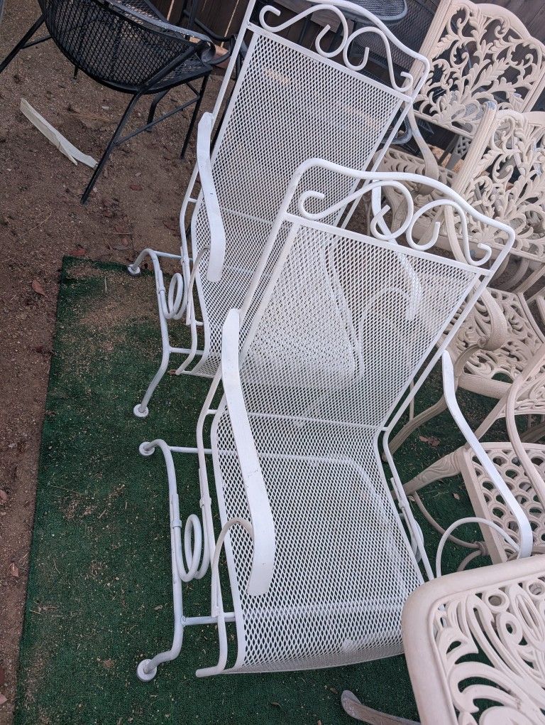2 White Wrought Iron Rocking Chairs $50 Each Firm Price