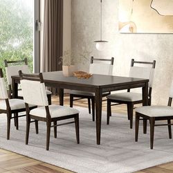 7PC Brown Dining Table Set 