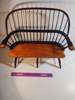 Rare Windsor Miniature Doll Bench - Vintage Two Tone Bench - Barrell Back Settee