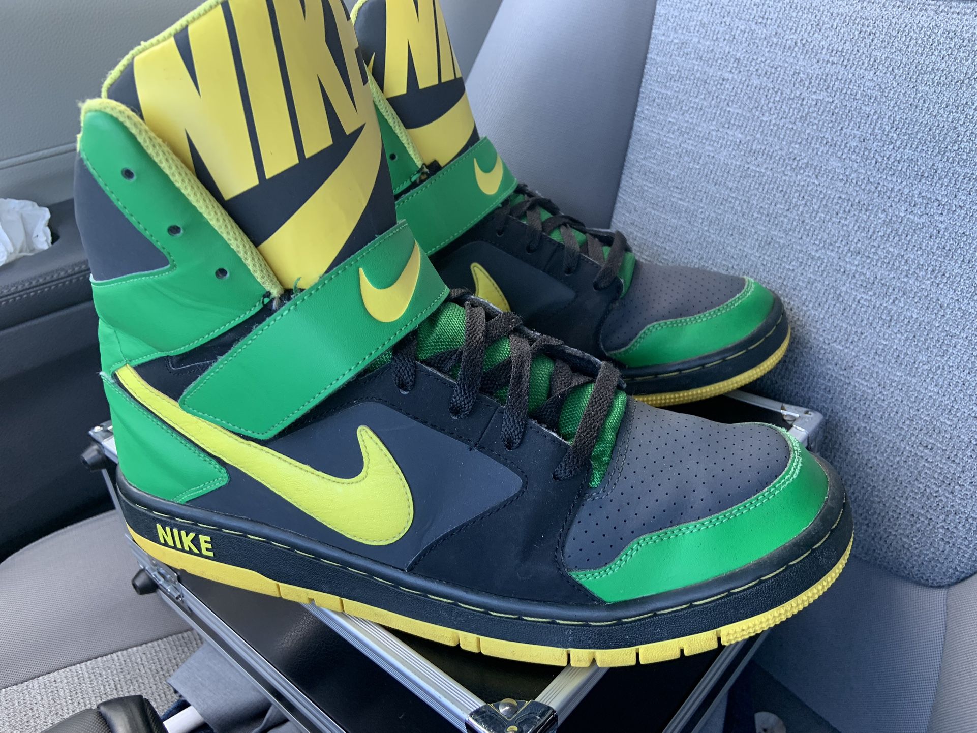 Nike Super High Dunks Sneakers Limited Edition Yellow Green Black