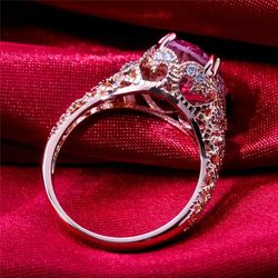 New Arrival Engagement Ring Fashion Rose Gold Color Proposal Ring For Women With Cute Clear Pink CZ Stone Trendy Jewelry