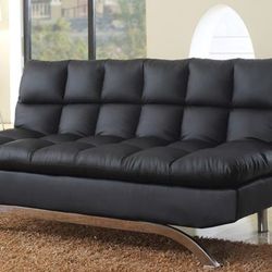 New Couch / Bed Futon.  Black Or Brown Leather.  72x37x36H; 72x48x19H.  Free Delivery!