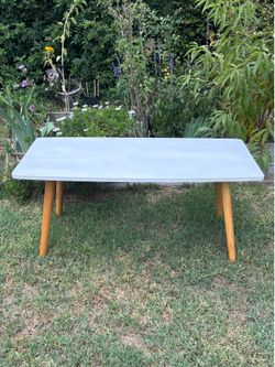 Mid-Century Modern Rectangular SOLID WOOD Coffee Table Sleek Wood Legs -