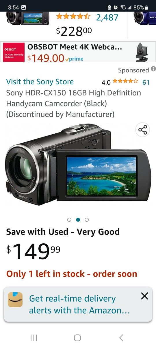 Sony HDR-CX150 16GB High Definition Handycam Camcorder