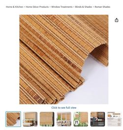 Cordless Bamboo Roman Shades – Natural Wood, Privacy Lined (E41)
