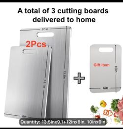 Premium Titanium Metal Cutting Board - Buy Two Get Three, Double-Sided Cutting Board with Handle, Durable, Easy to Clean, Space-Saving, Rust-Resistant