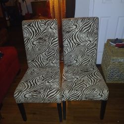 2 Brown And Tan Animal Print Accent Chairs